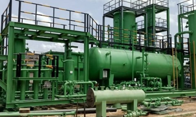 Crude oil and gas treatment equipment installed as an integrated skid